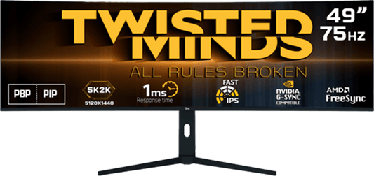 Twisted Minds 49" 5K/2k 75HZ Curved IPS panel Gaming Monitor TM492K75IPS