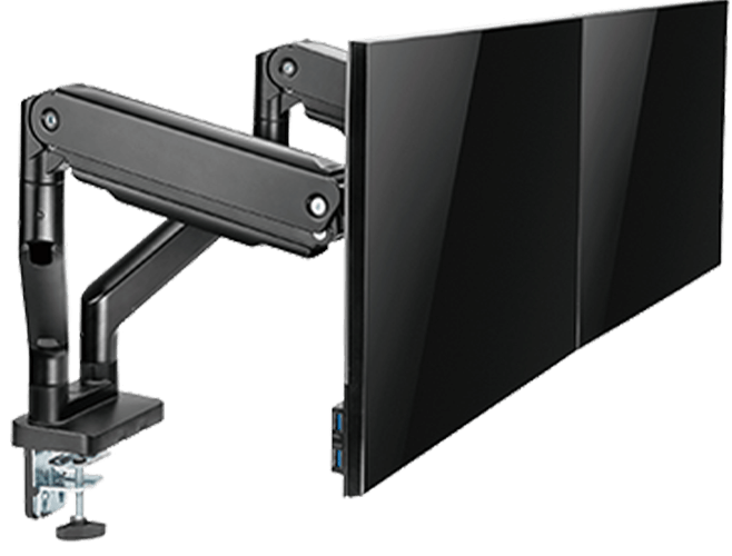 Twisted Minds Dual Monitor Heavy Duty Spring Assisted Monitor Arm USB Port TM-60-C012