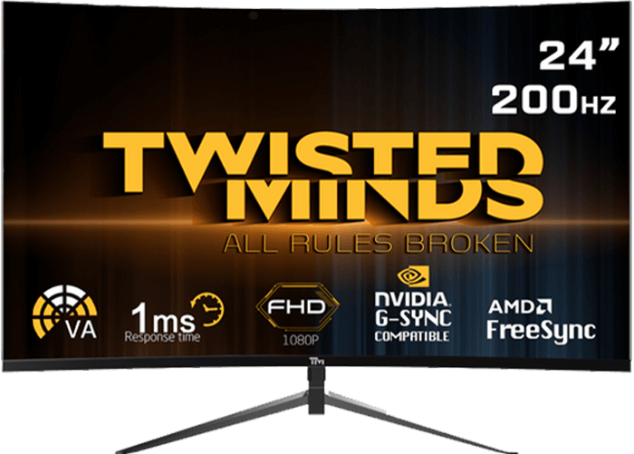 Twisted Minds 23.8. FHD 200HZ, curved, VA, 1MS, HDMI 2.0 Gaming Monitor TM24RFA-200HZ