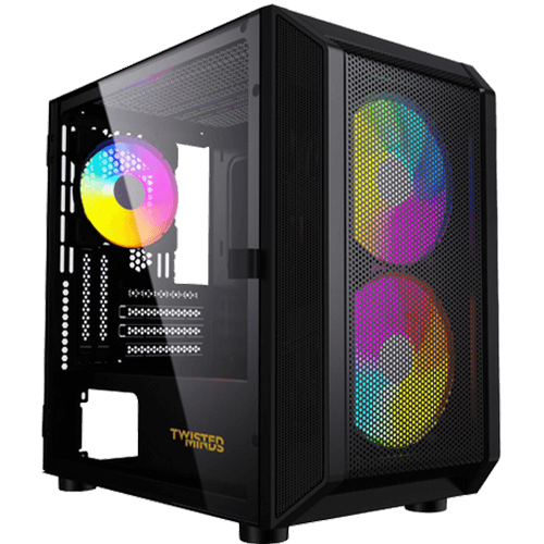 Twisted Minds Trident-03 Mid Tempered Glass Mid Tower Gaming Case - Black TM-SP-M2-B
