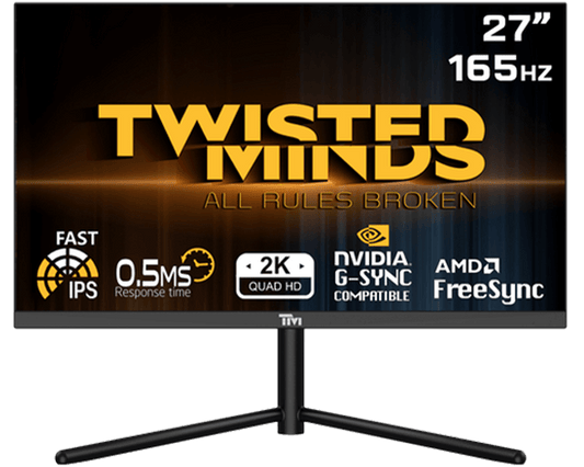 Twisted Minds 27'', Flat ,QHD ,165Hz ,Fast IPS, 0.5MS, HDMI2.1 , HDR Gaming Monitor TM27QHD165IPS