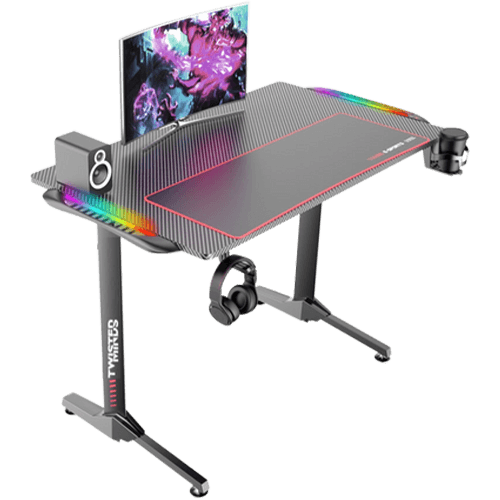 Twisted Minds T Shaped Gaming Desk Carbon fiber texture TM-T-1060-RGB