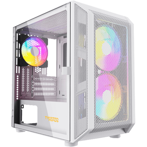 Twisted Minds Trident-03 Mid Tempered Glass Mid Tower Gaming Case - White TM-SP-M2-W