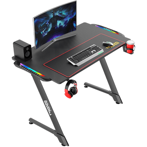 Twisted Minds Z Shaped Gaming Desk Carbon fiber texture TM-Z-1060-RGB