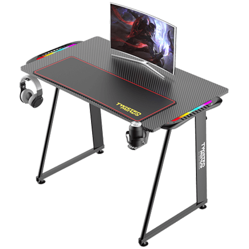 Twisted Minds A Shaped Gaming Desk Carbon fiber texture TM-A-1060-RGB