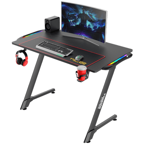 Twisted Minds Z Shaped Gaming Desk Carbon fiber texture TM-Z-1060-RGB