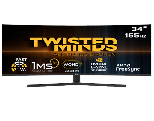 Twisted Minds WQHD 34'', 165Hz, 1ms, HDMI 2.0 Gaming Monitor TM34RWA