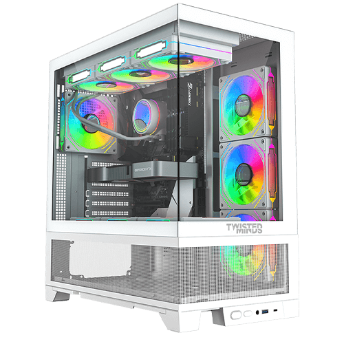 Twisted Minds Phantek-07 Mid Tower, 7*120mm ARGB Fan Gaming Case - White