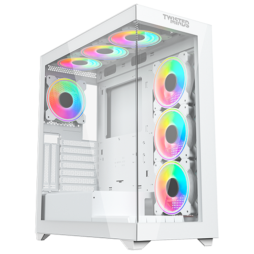 Twisted Minds Quantum Mid Tempered Glass Mid Tower Gaming Case - White - TM-TM-290XL-9-W