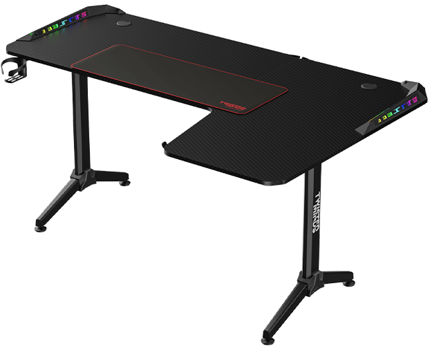 Twisted Minds WARRIOR L Shaped Gaming Desk RGB Right Black - TM-Y-RB-RGB