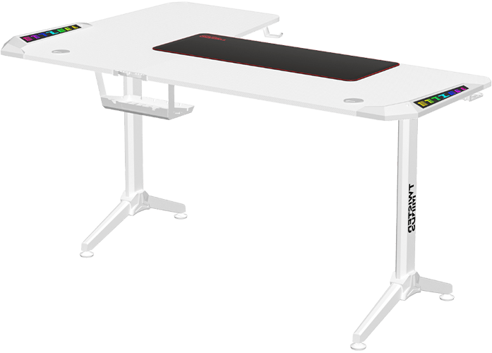 Twisted Minds WARRIOR L Shaped Gaming Desk RGB Right White - TM-Y-RW-RGB