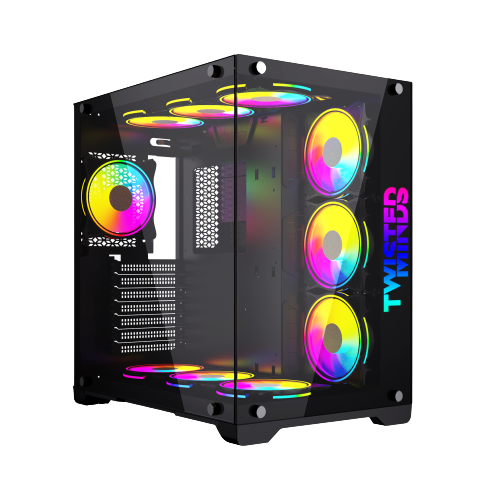 Twisted Minds Bullet-07 Mid Tower, 7*120mm ARGB Fan Gaming Case - Black